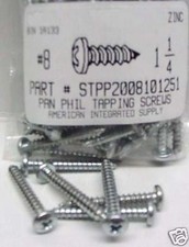  8x1-1/4 Pan Head Phillips Tapping Screws Steel Zinc Plated 50 