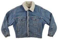VTG 90s LEVI  S USA Men's S Blue Denim Sherpa Lined Trucker Jean Jacket
