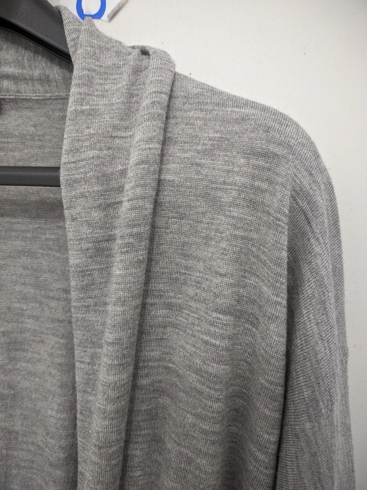 RIVAMONTI Suéter Mujer S Gris Cárdigan Corbata Abierta Lana Merino Bolsillo Hecho en Italia Foto 4 de 4