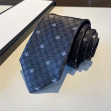 Black Gucci Bees Pattern 100% Silk Tie