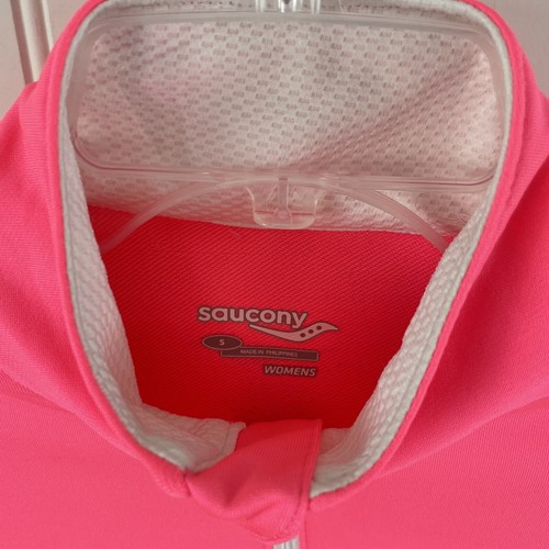 Saucony Womens Neon Pink 1/4 Zip Lightweight Athletic Jacket Small - Picture 6 of 13