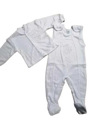 Baby Strampler und Oberteil Taufe Geschenk Set 2-teilig weich flauschig mit Hase - Bild 1 von 4