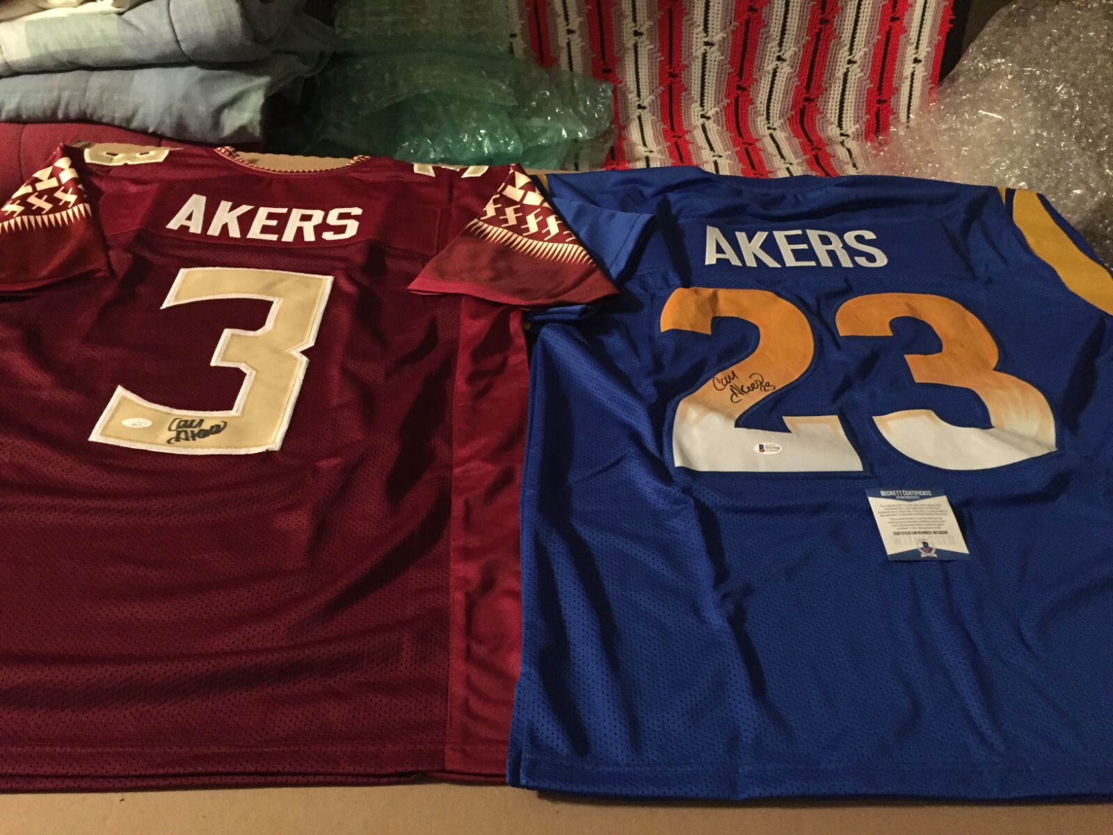 Cam Akers Autographed Signed Florida State Seminoles / LA Rams XL Florida St & Rams Custom Jerseys - BAS / JSA 
