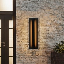 16 inch Mate Black Outdoor Wall Lights, 8W LED Modern Outside Wall Sconce 3000K