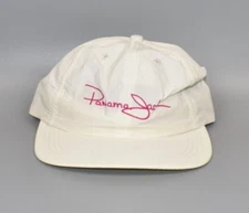 Panama Jack White & Pink Script Vintage Stretch Fitted Cap Hat