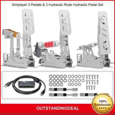 Simplayer 3 Pedals & 3 Hydraulic Rods Hydraulic Pedal Set Clutch Brake Throttle/