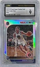 Jordan Poole RC 2019 Panini Hoops Premium Stock #223 Silver Prizm CSG 9 Mint