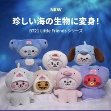 LINE FRIENDS BT21 Shark & Dolphin Mascot Baby Sea Plush Chain Complete.