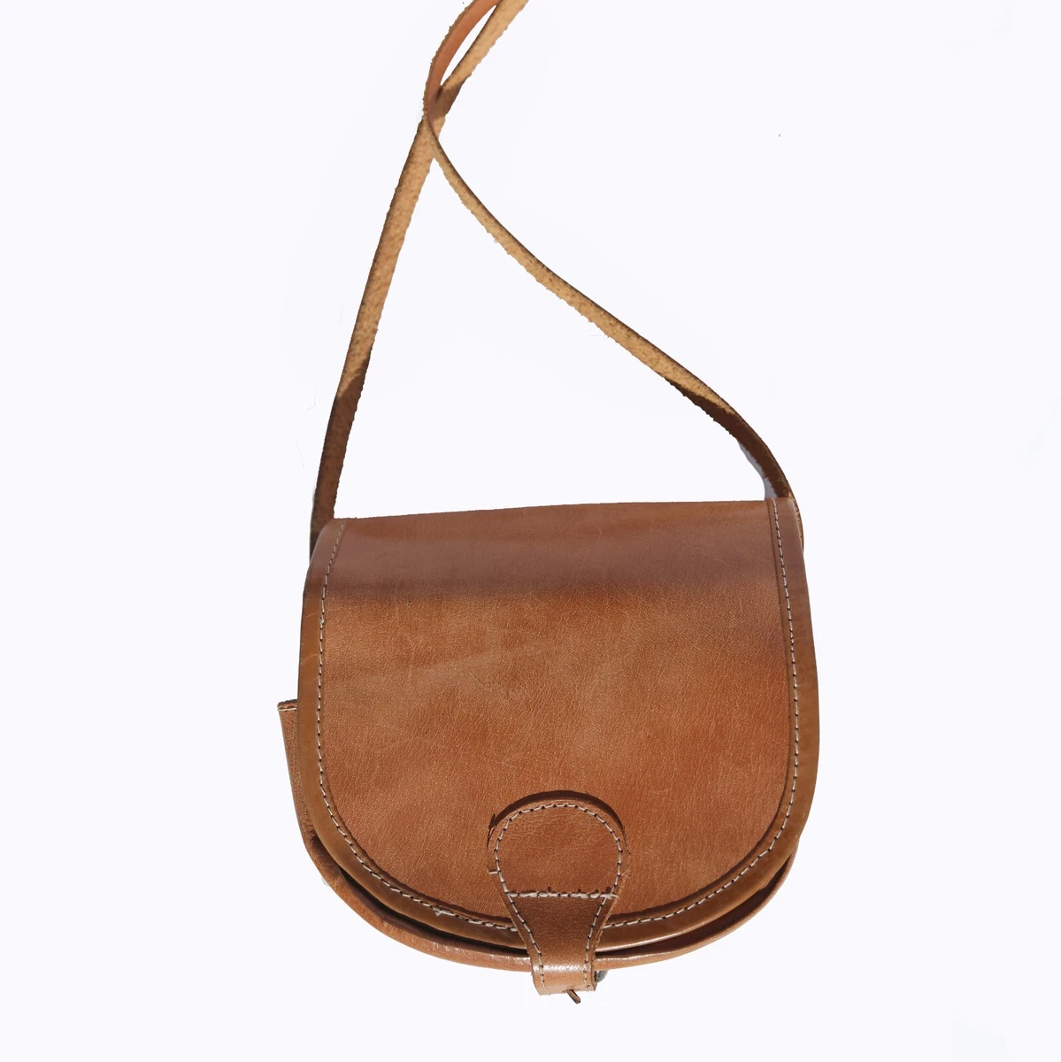 Half Moon small tan leather shoulder bag