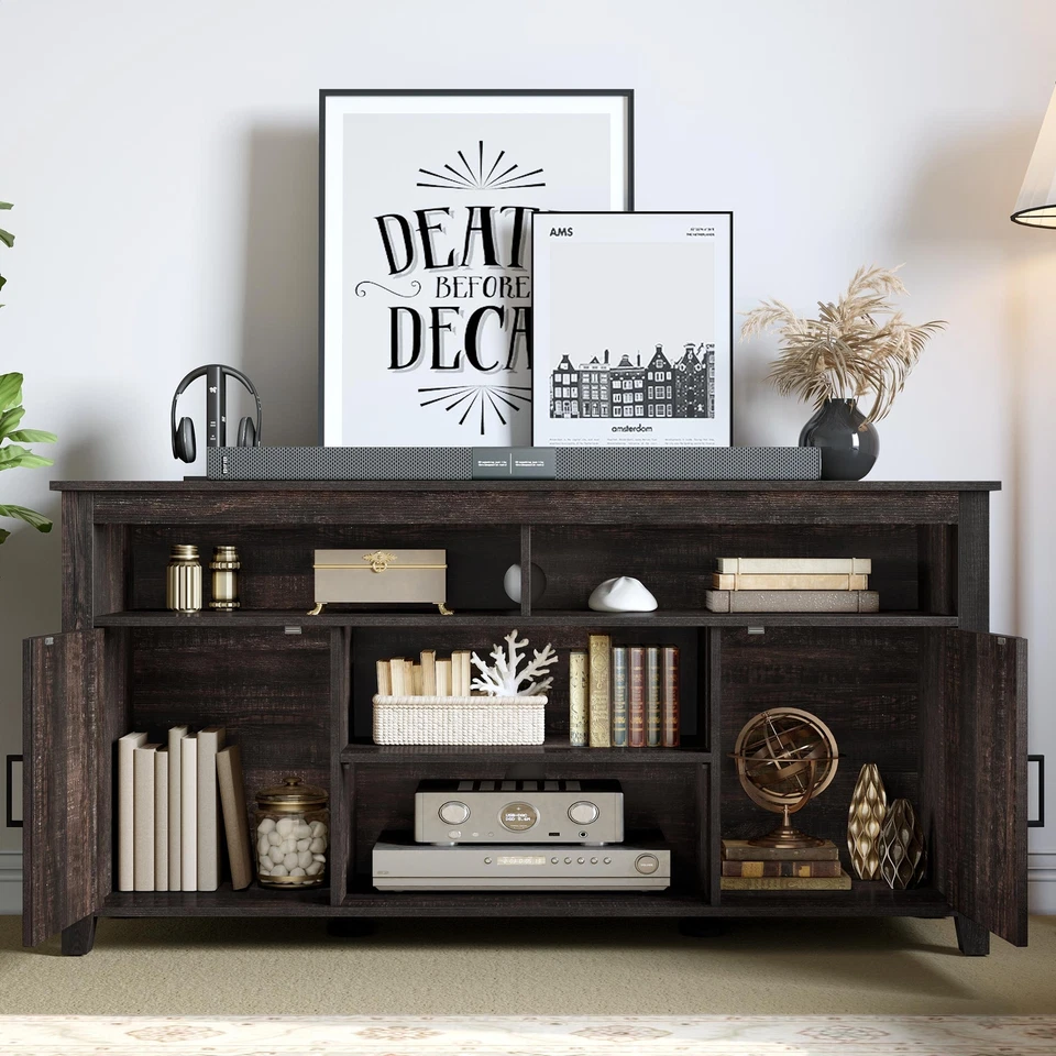 Farmhouse Barn Door TV Stand Entertainment Center Console For 65/60/55 inch TV - Image 2 of 4