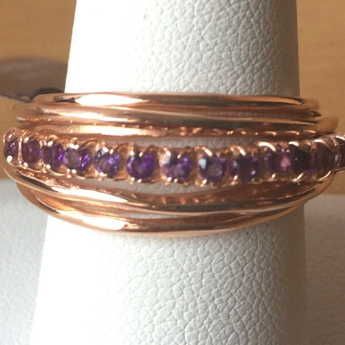 Adami Martucci 925 Silver Amethyst Ring Rose gold - Picture 2 of 6