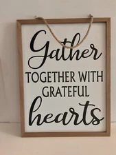 Thanksgiving Christmas Two Sided Wall Sign "Gather Together..." Merry & Bright"