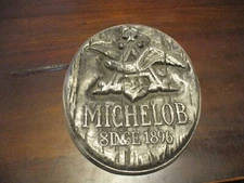 MICHELOB BEER SINCE 1896 3D ANHEUSER BUSCH OVAL SOLID CAST METAL HEAVY SIGN 9.5'
