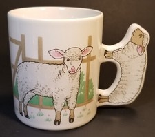 3.75" MIJ Japan Mug Coffee Tea Lamb with Figural Sheep Handle