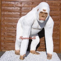 Gorilla Lebensgroß Weiß Figur Statue Skulptur Aufstellfigur Deko Afrika Affe Neu