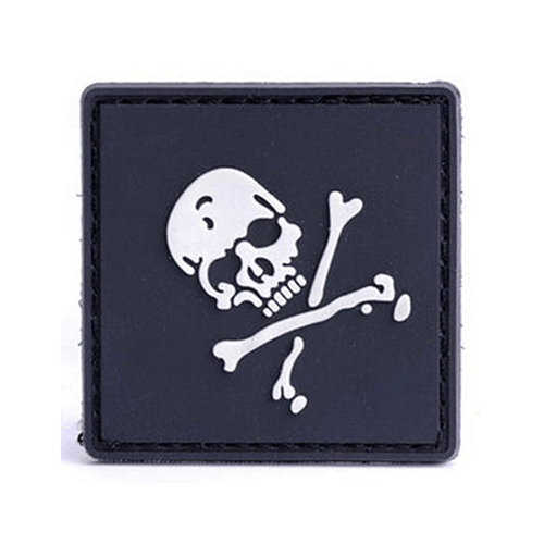 BLACK DEATH SKULL PIRATE FLAG Patches 3D PVC HOOK LOOP PATCH BADGE - Picture 4 of 6