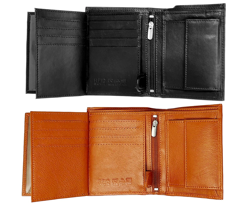 Man RFID Blocking Wallet Soft Real Leather Bifold Credit Card Holder Purse 503