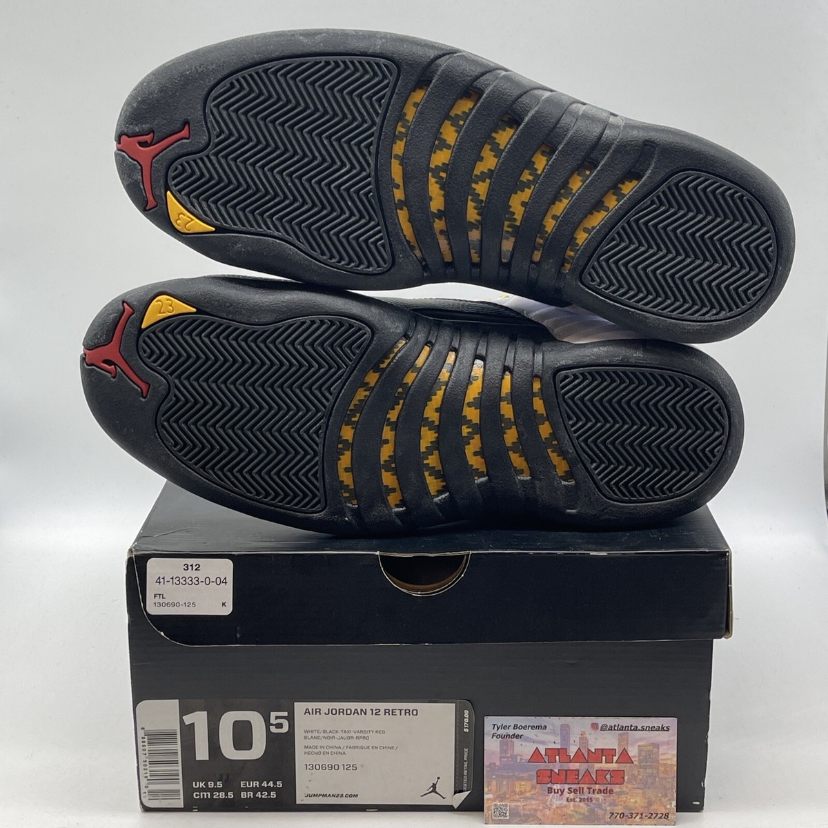 Size 10.5 - Jordan 12 Retro taxi release 2013 Black White Leather