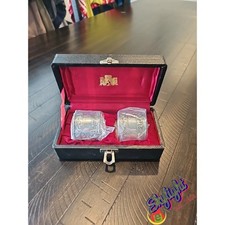 Vintage Traditional Silver Plated Napkin Rings Pair Japan Collectible Coat Arms