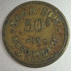 Kansas, Hanover, Wm. J. Schwartz Store Brass 50¢ Merchandise Token 425969 — photo 2