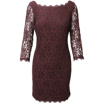 Diane Von Furstenberg   Spitzenkleid Aus Burgunderfarbenem Viskose Weiblich
