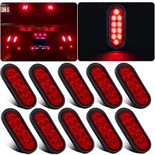 6 Inch Oval LED Trailer Tail Lights 10 LED, 10Pcs Trailer Truck Brake RED 6"