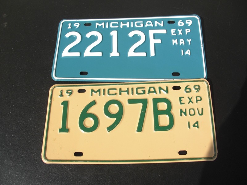 Classic Historic Vintage  1969  Michigan MAY & NOV. 1/2 Year License Plate's