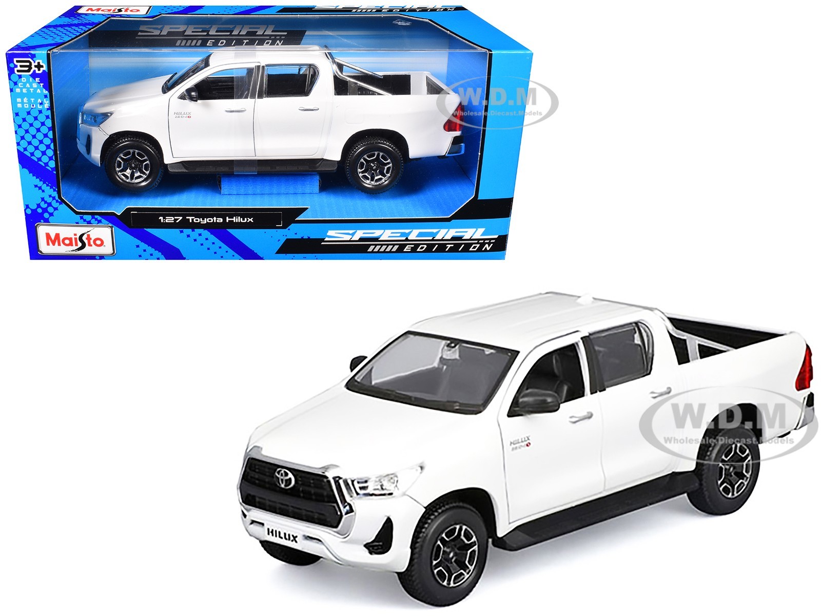 TOYOTA HILUX PICKUP WHITE 1/27 DIECAST MODEL CAR BY MAISTO 32920