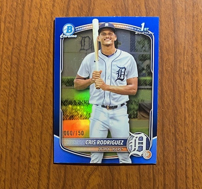 2025 Cris Rodriguez 1st Bowman Chrome True Blue Refractor /150 Tigers #BCP-250