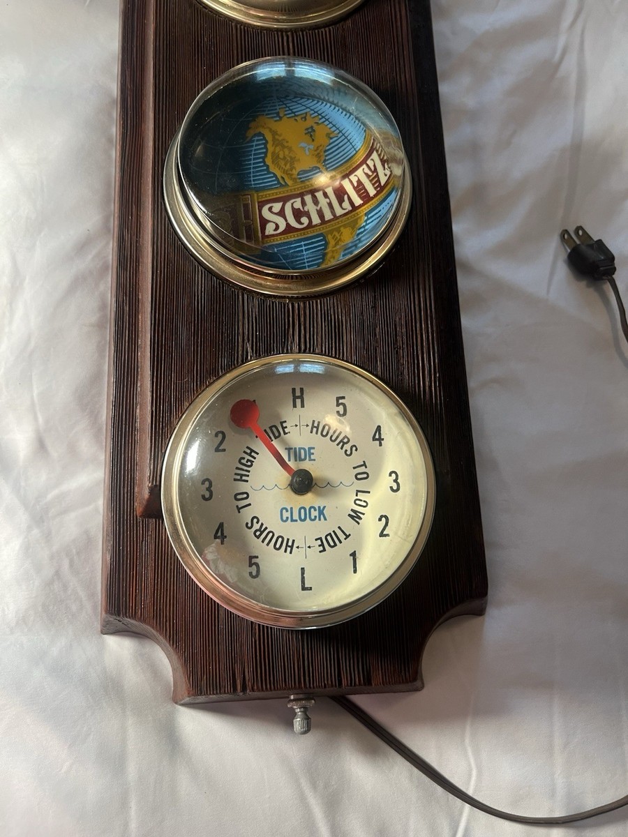Vintage Schlitz Beer Lighted Sign Clock & Tide Clock Adverting