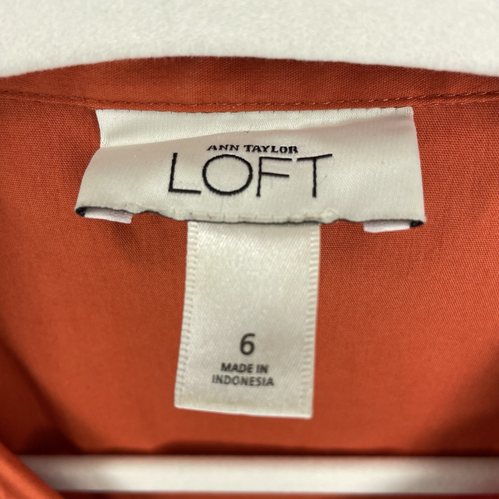 Ann Taylor Loft Solid Orange Collared Short Sleev… - image 6