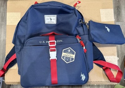 3 Piece Set U.S. Polo Assn. 16'' Unisex Backpack, Lunch Box & Pencil Case, Navy