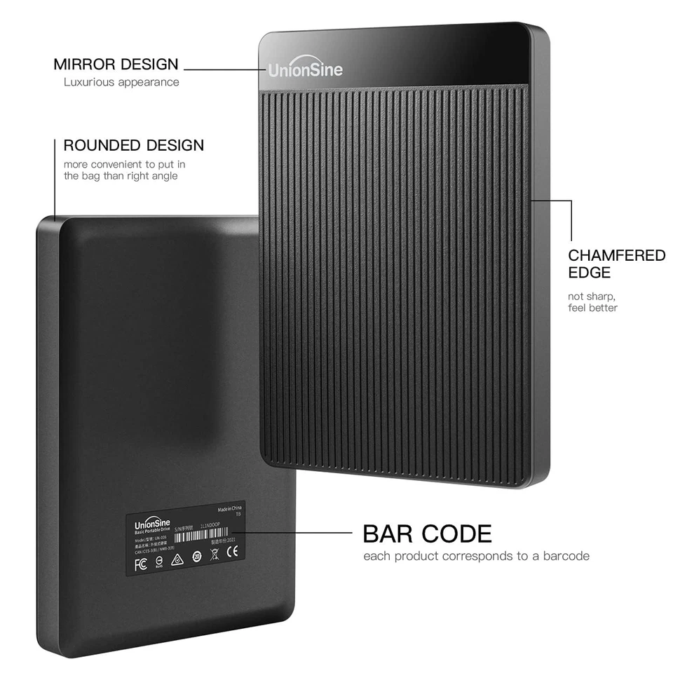 Hard Disk Esterno 2,5 500GB Ultra Slim Portatile USB3.0 SATA HDD Storage Per PC - Immagine 2 di 4