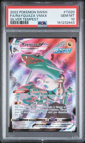 2022 POKEMON SWORD & SHIELD SILVER TEMPEST #TG20 FULL ART/RAYQUAZA VMAX PSA 10