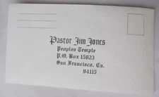 ORIGINAL c. 1976 Pastor JIM JONES Peoples Temple San Francisco Return Envelope