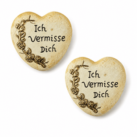 2 Gedenkstein Herz Grabdeko Grabschmuck Herzen Grabstein Trauerdeko Friedhof