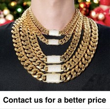 Big Heavy Solid Stainless Steel Miami Cuban Link Chain For Men 12/14/18/20/22mm