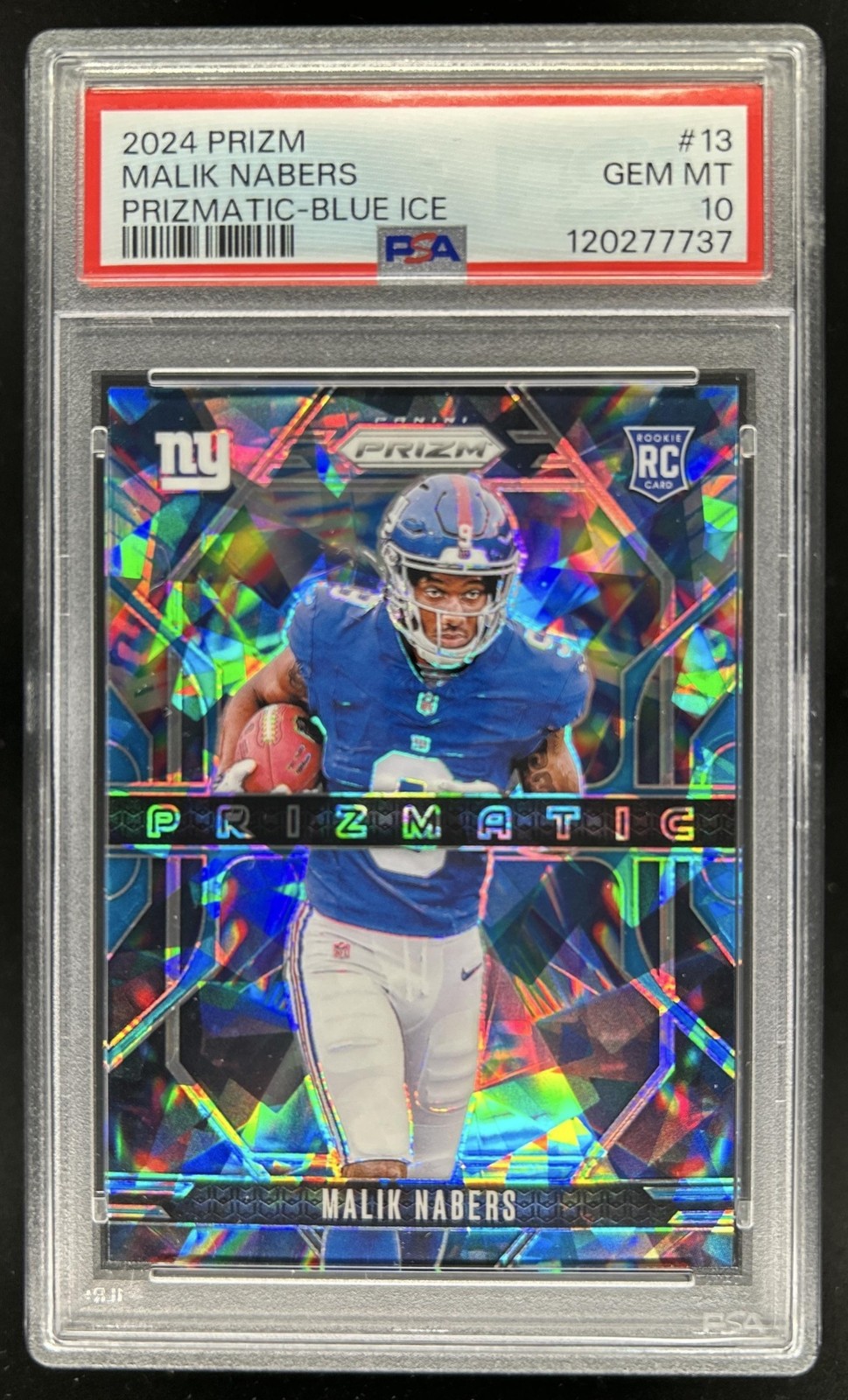 Malik Nabers Panini Prizm Prizmatic #13 Blue Ice