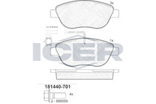 Bremsbelagsatz Vorne Bosch-System für Fiat Bravo II Van Doblo Cargo ab 04->
