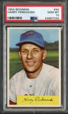 1954 Bowman #44 Harry Perkowski Reds PSA 10 GEM-MT 43987024 