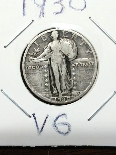 1930 Standing Liberty Quarter 90% Silver – VG Condition – Full Date Visible CONB