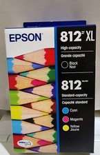 Genuine Epson 812XL Black, 812 Color Ink Cartridges OEM New Sealed EXP 01/2027 