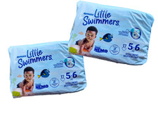 2 X Huggies Little Swimmers Disposable Swim Diapers, Size 5-6 32 Large, Blue