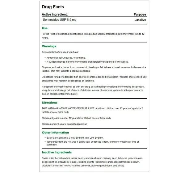 Swiss Kriss Herbal Laxative Tabs 250 Count Pack of 3 Triple Value Pack - Image 4 of 4