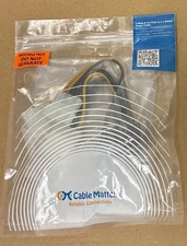 Cable Matters 2-Pack 8-Pin PCIe to Molex (2X) Power Cable 4" NEW (unopened)68201
