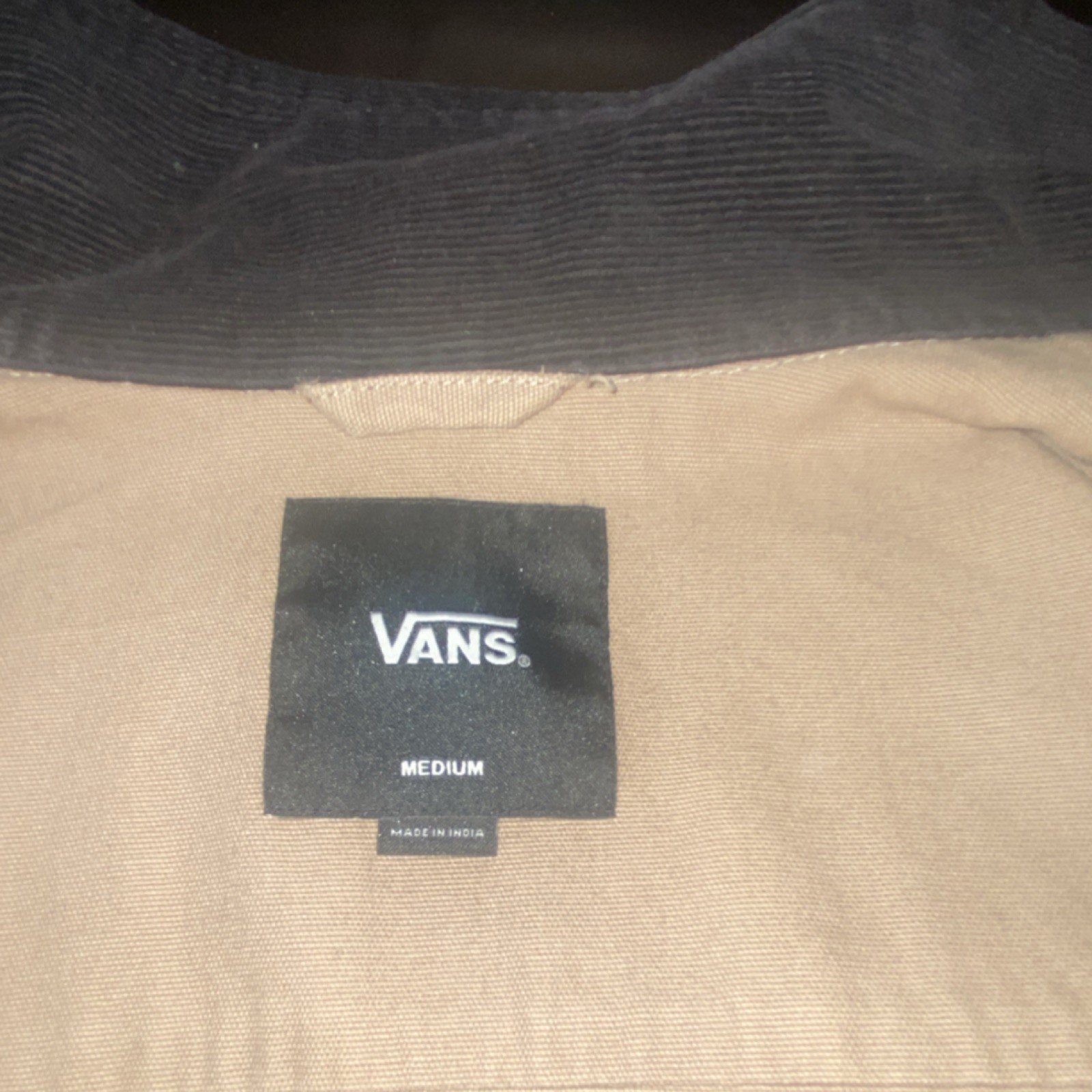 VANS Work Jacket Beige Black Button Front Spread … - image 3