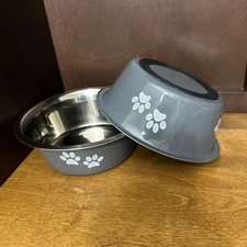 Stainless Steel Dog Bowls 2 Pack Medium Large Dogs Nonslip Lightweight New