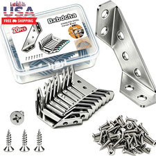 Furniture Corner Connector - 20PCS Universal Stainless Steel L Brackets for Wood
