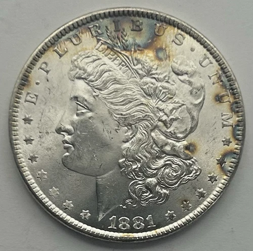 1881 Silver Morgan Dollar Uncirculated With Toning