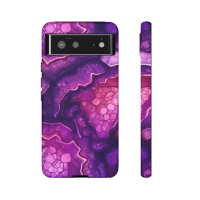 Abstract rosey purple crystals phone case, Samsung Galaxy, Google Pixel